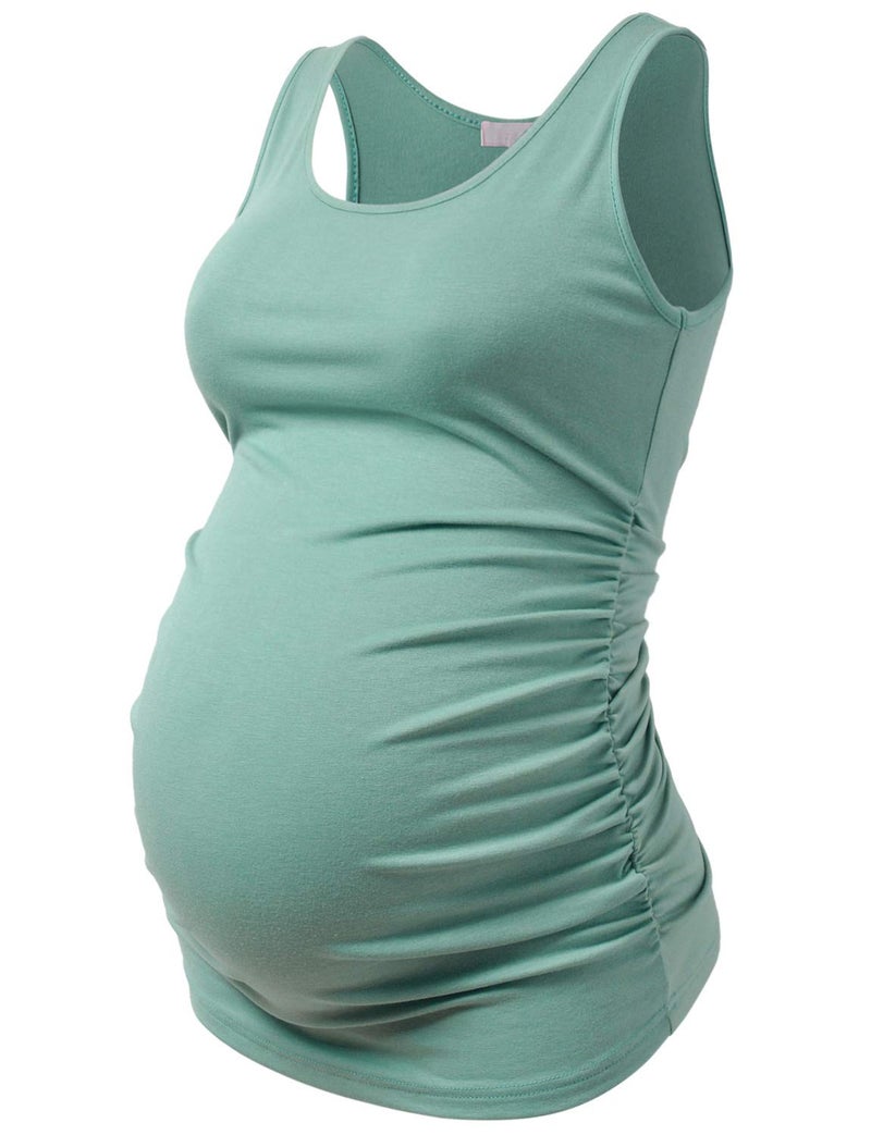 Bhome Maternity Tank Top Sleeveless Tshirt Pregnancy Tee Sage S - Image 1